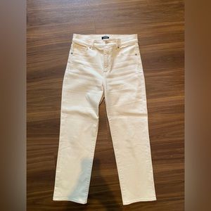 Express Super high waisted cream modern straight jeans